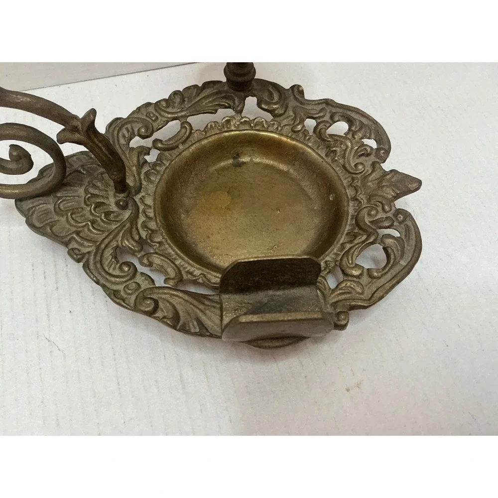 Vintage Brass Chamberstick Candle Holder Ornate Scroll Filigree Gold